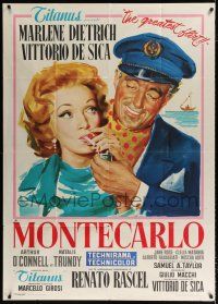 2j259 MONTE CARLO STORY Italian 1p '57 art of De Sica lighting Marlene Dietrich's cigarette!