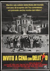 2j262 MURDER BY DEATH Italian 1p '76 great Charles Addams art of cast by dead body & spooky house!