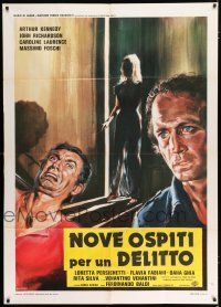 2j267 NINE GUESTS FOR A CRIME Italian 1p '77 Morini art of Arthur Kennedy witnessing murder!