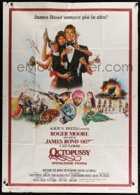 2j271 OCTOPUSSY Italian 1p '83 art of sexy Maud Adams & Roger Moore as James Bond by Daniel Gouzee