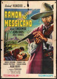 2j284 RAMON IL MESSICANO Italian 1p '66 cool spaghetti western artwork by De Amicis!