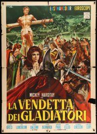 2j289 REVENGE OF THE GLADIATORS Italian 1p '64 Mickey Hargitay, sword & sandal art by Ciriello!