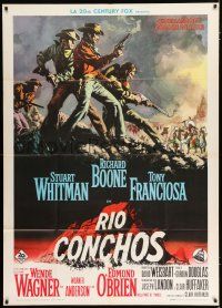 2j293 RIO CONCHOS Italian 1p '64 art of cowboys Richard Boone, Stuart Whitman & Tony Franciosa!