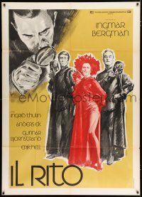 2j294 RITE Italian 1p '69 Ingmar Bergman's Riten, cool art of Ingrid Thulin & cast by Longi!