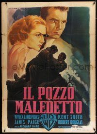 2j327 THIS SIDE OF THE LAW Italian 1p '52 different Martinati film noir art of Lindfors & Smith!