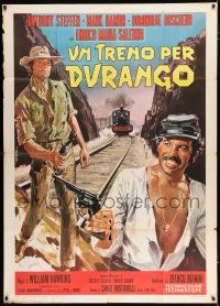 2j337 TRAIN FOR DURANGO Italian 1p '73 art of stars with guns on railroad tracks by Deseta!