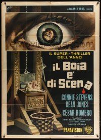 2j342 TWO ON A GUILLOTINE Italian 1p '65 best different gruesome horror art by Sandro Symeoni!