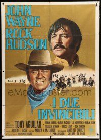 2j343 UNDEFEATED Italian 1p '69 great headshots of John Wayne & Rock Hudson!