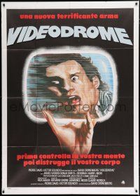 2j346 VIDEODROME Italian 1p '85 David Cronenberg, cool different art of James Woods in TV!