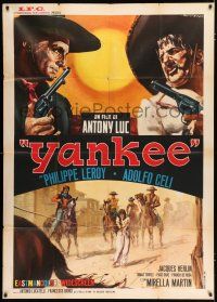 2j354 YANKEE Italian 1p '66 spaghetti western art of cowboy Philippe Leroy by Rodolfo Gasparri!