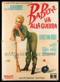 2j001 BABETTE GOES TO WAR Italian 2p '60 different art of sexy Brigitte Bardot by Arnaldo Putzu!