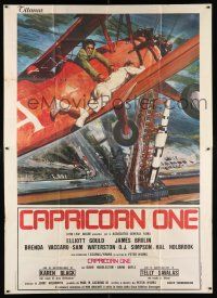 2j015 CAPRICORN ONE Italian 2p '78 cool different art of Elliott Gould in airplane over rocket!