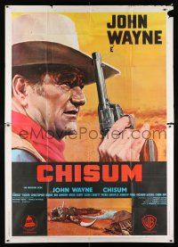 2j017 CHISUM Italian 2p '70 cool different super close up art of John Wayne by Enzo Nistri!