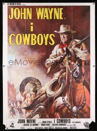 2j020 COWBOYS Italian 2p '72 cool different art of John Wayne with rifle on horseback!