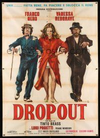 2j028 DROPOUT Italian 2p '71 Ciriello art of Vanessa Redgrave betweem Franco Nero & Proietti!