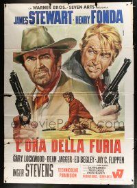 2j034 FIRECREEK Italian 2p '68 different Renato Casaro art of James Stewart & Henry Fonda!