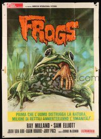 2j039 FROGS Italian 2p '72 great art of man-eating amphibian with human hand hanging from mouth!