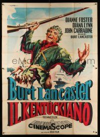 2j052 KENTUCKIAN Italian 2p R62 De Seta art of star & director Burt Lancaster with rifle!