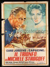 2j057 LE TRIOMPHE DE MICHEL STROGOFF Italian 2p '61 cool Manno art of Curt Jurgens & Capucine!