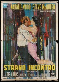 2j059 LOVE WITH THE PROPER STRANGER Italian 2p '64 cool Brini art of Natalie Wood & Steve McQueen!