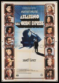 2j066 MURDER ON THE ORIENT EXPRESS Italian 2p '74 great different art of train & top cast!