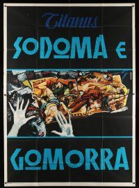 2j083 SODOM & GOMORRAH Italian 2p '63 Robert Aldrich, completely different orgy art by Manfredo!