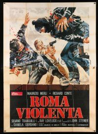 2j103 VIOLENT CITY Italian 2p '75 Marino Girolami's Roma violenta, art of cop shooting criminals!