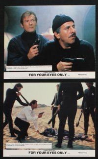 2k072 FOR YOUR EYES ONLY 8 color English FOH LCs '81 Carole Bouquet, Roger Moore as James Bond 007!