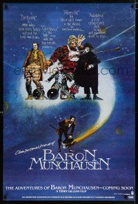 2m046 ADVENTURES OF BARON MUNCHAUSEN teaser 1sh '89 directed by Terry Gilliam, great artwork!