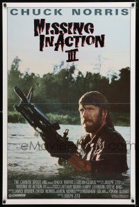 2m123 BRADDOCK: MISSING IN ACTION III int'l 1sh '88 great image of Chuck Norris w/ M-60 machine gun!