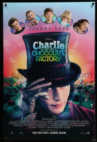 2m152 CHARLIE & THE CHOCOLATE FACTORY int'l advance DS 1sh '05 Johnny Depp, directed by Tim Burton!