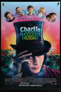 2m151 CHARLIE & THE CHOCOLATE FACTORY July 15 style advance DS 1sh '05 Johnny Depp, Tim Burton!