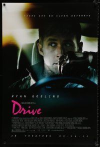 2m216 DRIVE advance DS 1sh '11 cool image of Ryan Gosling in car, there are no clean getaways!