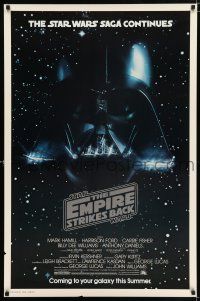 2m013 EMPIRE STRIKES BACK advance 1sh '80 Darth Vader head floating in space!
