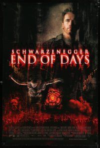 2m234 END OF DAYS DS 1sh '99 grizzled Arnold Schwarzenegger, cool creepy horror images!