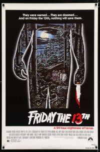 2m277 FRIDAY THE 13th 1sh R80s great Alex Ebel art, slasher classic, 24 hours of terror!