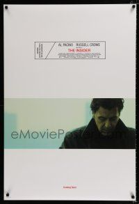 2m413 INSIDER int'l advance DS 1sh '99 Christopher Plummer, cool image of Al Pacino!