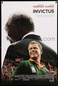 2m421 INVICTUS advance DS 1sh '09 Morgan Freeman as Nelson Mandela, Matt Damon, rugby!