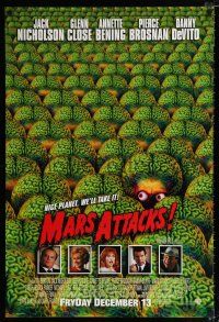 2m519 MARS ATTACKS! advance DS 1sh '96 directed by Tim Burton, great image of many alien brains!