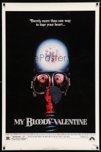 2m548 MY BLOODY VALENTINE 1sh '81 bloody gas mask, there's more than one way to lose your heart!