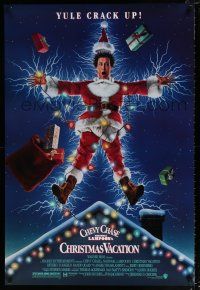 2m554 NATIONAL LAMPOON'S CHRISTMAS VACATION DS 1sh '89 Consani art of Chevy Chase, yule crack up!