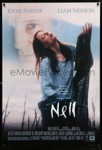 2m558 NELL style A 1sh '94 close-up of pretty Jodie Foster, Liam Neeson, Michael Apted directed!