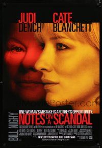 2m572 NOTES ON A SCANDAL advance DS 1sh '06 cool close up images of Judi Dench, Cate Blanchett!