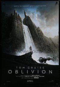 2m576 OBLIVION teaser DS 1sh '13 Morgan Freeman, image of Tom Cruise & waterfall in city!