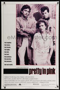 2m609 PRETTY IN PINK 1sh '86 great portrait of Molly Ringwald, Andrew McCarthy & Jon Cryer!