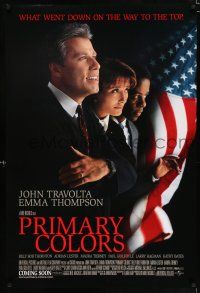 2m611 PRIMARY COLORS advance DS 1sh '98 great image of John Travolta & Emma Thompson!