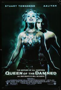 2m622 QUEEN OF THE DAMNED 1sh '01 close up of sexy vampire Aaliyah & Stuart Townsend!