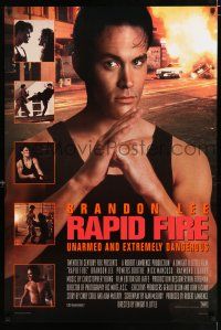 2m629 RAPID FIRE style C int'l DS 1sh '92 Powers Boothe, Nick Mancuso, great image of Brandon Lee!