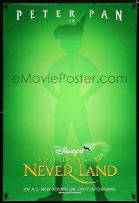 2m640 RETURN TO NEVERLAND int'l advance DS 1sh '02 cool outline artwork of Peter Pan!