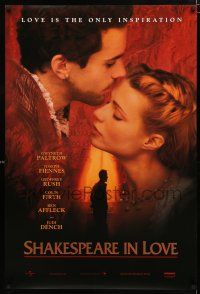 2m672 SHAKESPEARE IN LOVE teaser DS 1sh '98 romantic close up of Gwyneth Paltrow & Joseph Fiennes!
